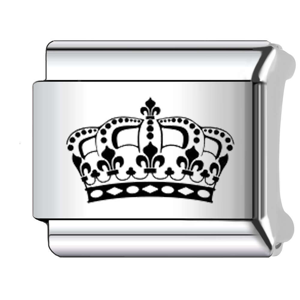 2024 New Women's Gift Cute Crown bead Italian Charms Links Beads Fit 9Mm Stainless Steel Bracelet Making Jewelry
