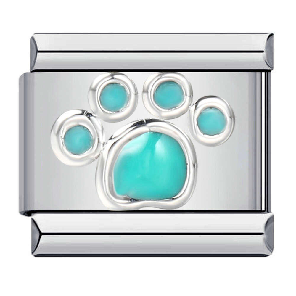 Bead Bracelet With Gold Plated Stamping Pattern, Enamel DIY Elastic Personalized Strap Chain Italian Charm Links Fit 9Mm Bracelet Jewelry DIY Making G