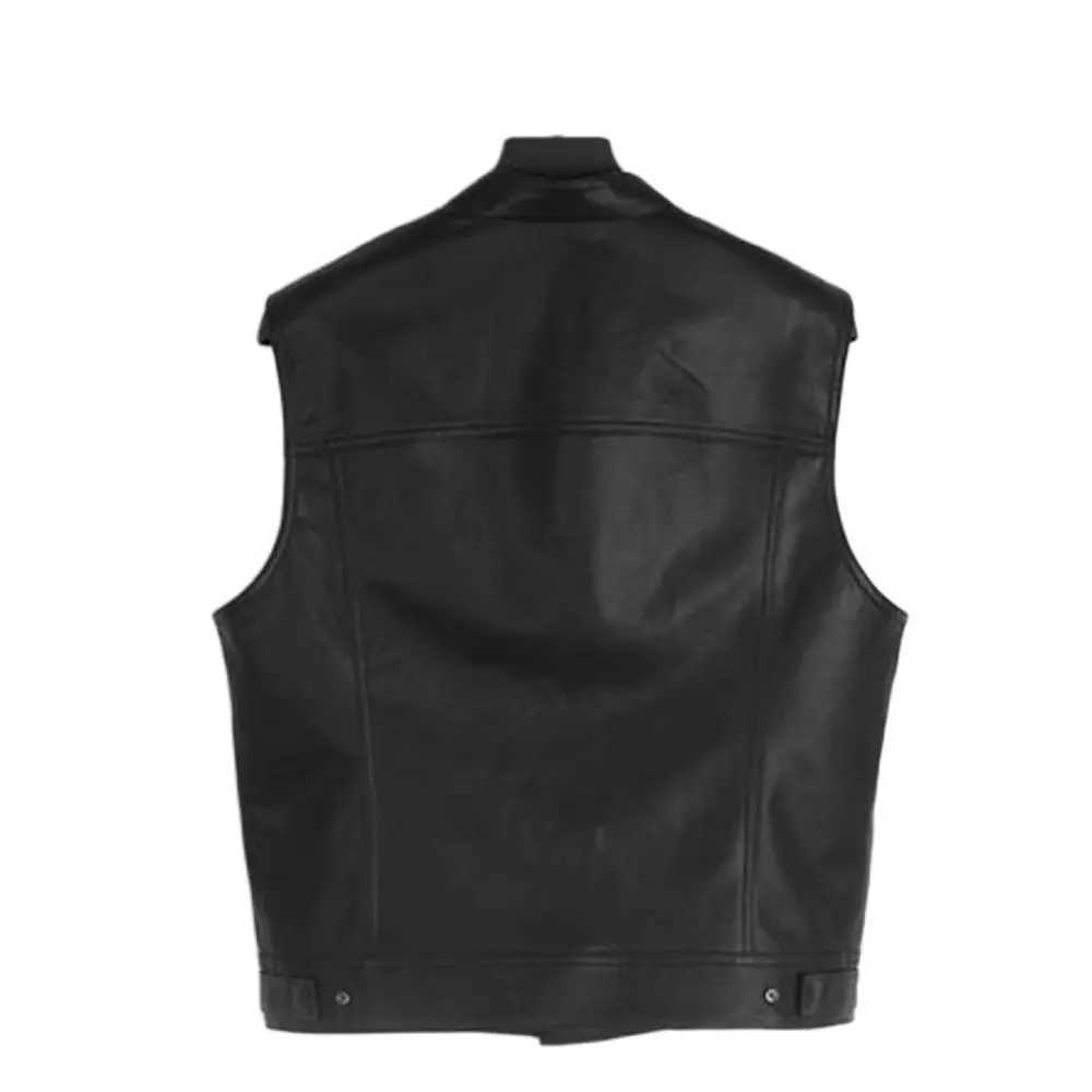 Mens Vest Black Biker Motorcycle Sleeveless Jackets Overcoat Hip Hop Waistcoat Faux Leather Punk Spring Sleeveless PU Gilet FallX240913