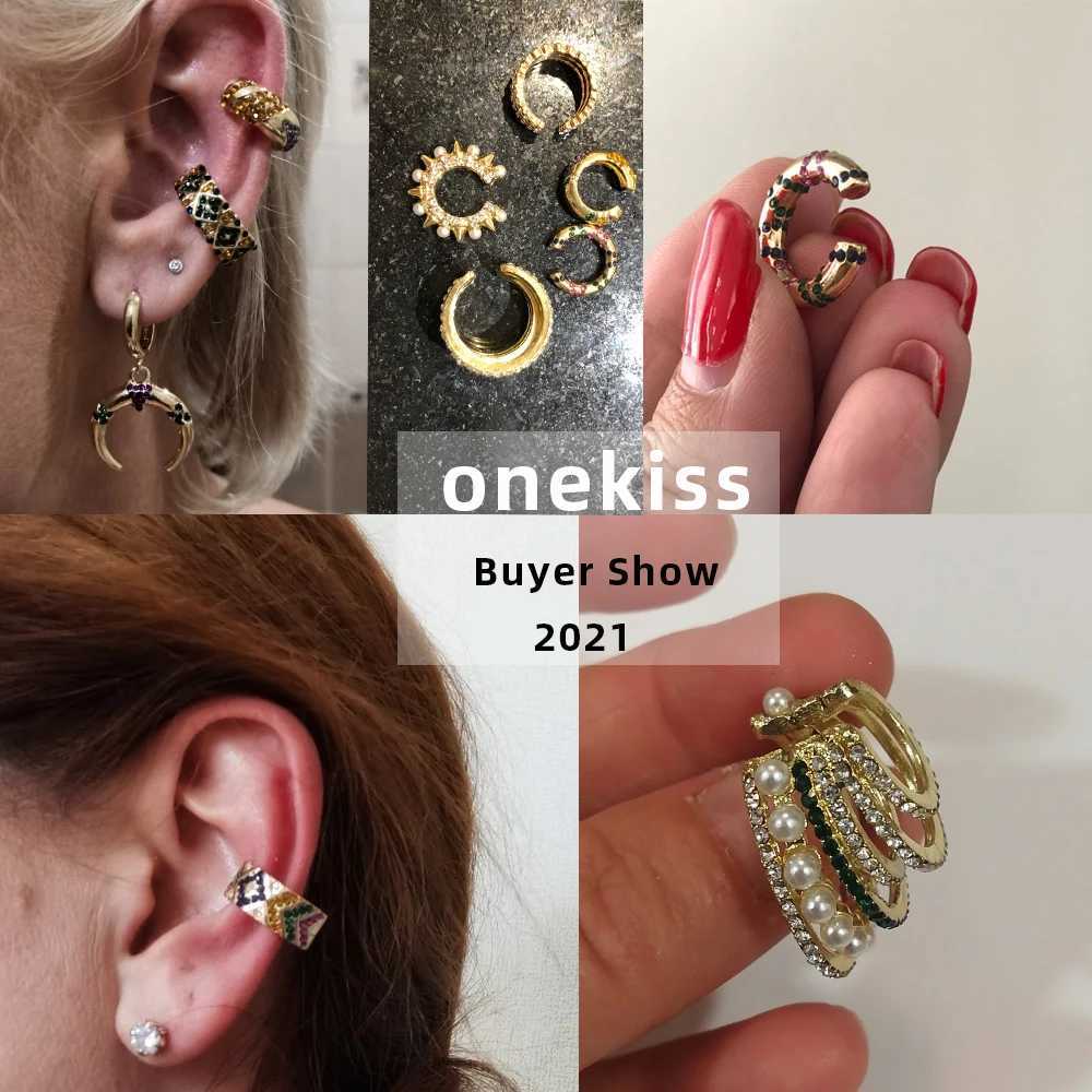 Hot Sale Wide Ear Cuffs Clip on Earrings for Women Without Piercing Pearl Crystal Cartilage Earcuffs Wedding Ear Clips JewelryX240913