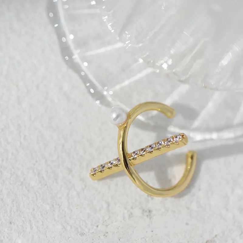 Sam panda 925 Sterling Silver One Word Geometric Retro Ear Clip Female No Pierced Personality Flash Drill Ear Bone Clip SimpleX240913