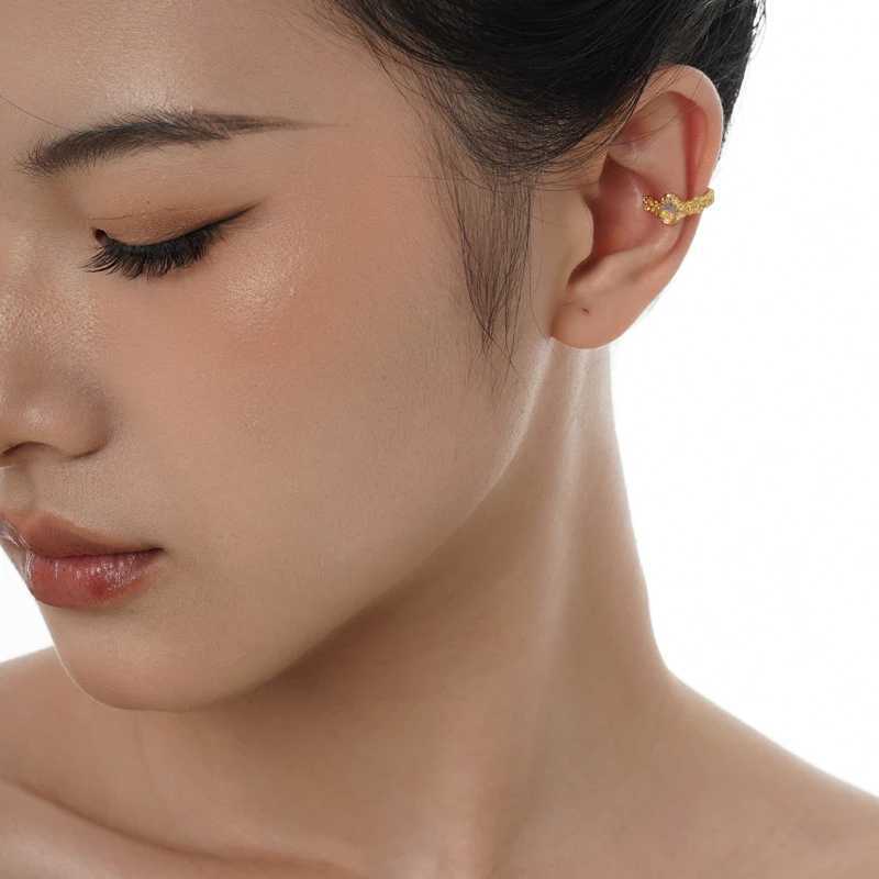 925 Sterling Silver Unique Design Opal Water Drop Ear Cuff Earrings For Women Girl Light Luxury Punk Ear Clip Party Jewelry GiftX240913