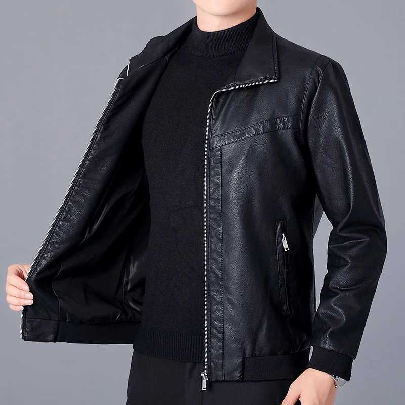Spring Autumn Men Jacket Black Leather Coat Concise Young Man Bomber Jackets Zipper Leather Jacket for Men Plus Size M-5XL MY266X240913
