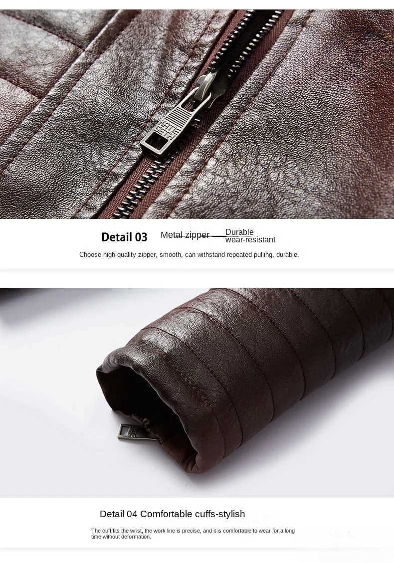 Autumn and Winter Mens Leather Jacket New Solid Color Slanted Zipper Design Outdoor Travel Lapel Coat Men Warm Leather ClothingX240913