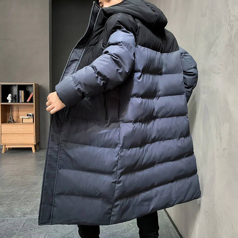 Hooded casual fashion long thick jacket Parkas jacket mens winter windproof jacket mens clothing long jacket 240909