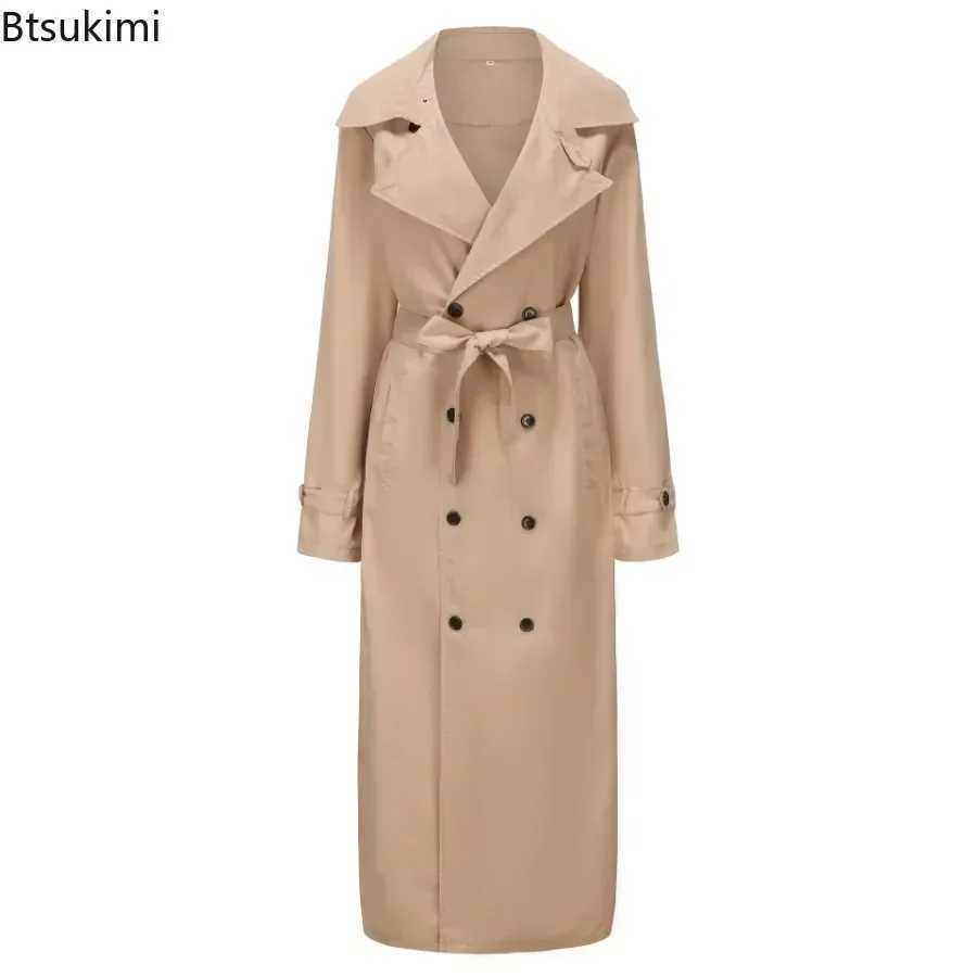 2024 Spring Autumn Mens Overcoat Vintage Long Trench Coat Men New Jacket Coats Men Business Casual Long Solid Windbreak Outwear Y240913