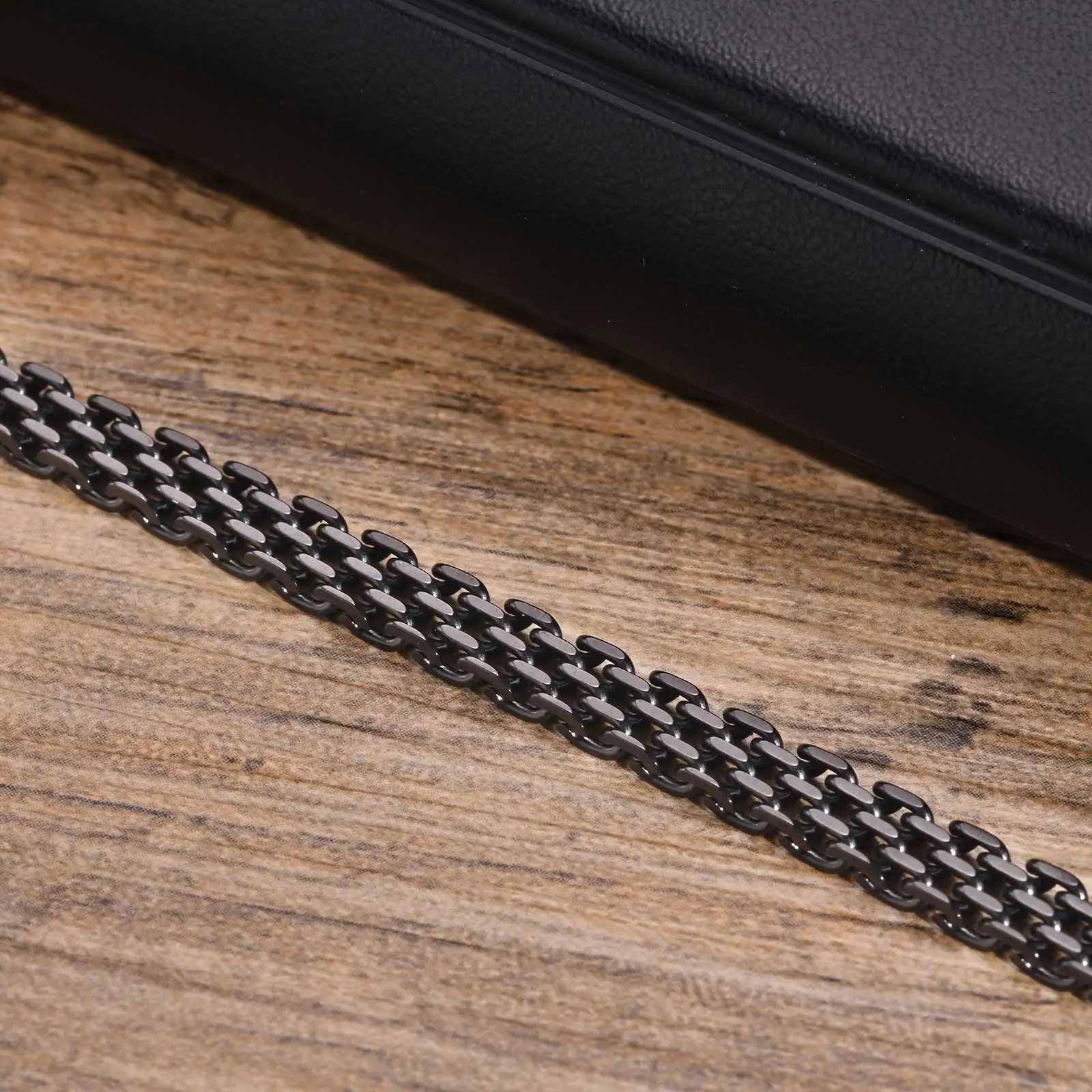 Vnox Lightweight 6mm Unisex Chain Bracelets Black Gold Color Mesh Links Chain Wristband for Women Men Dainty Simple JewelryX240913