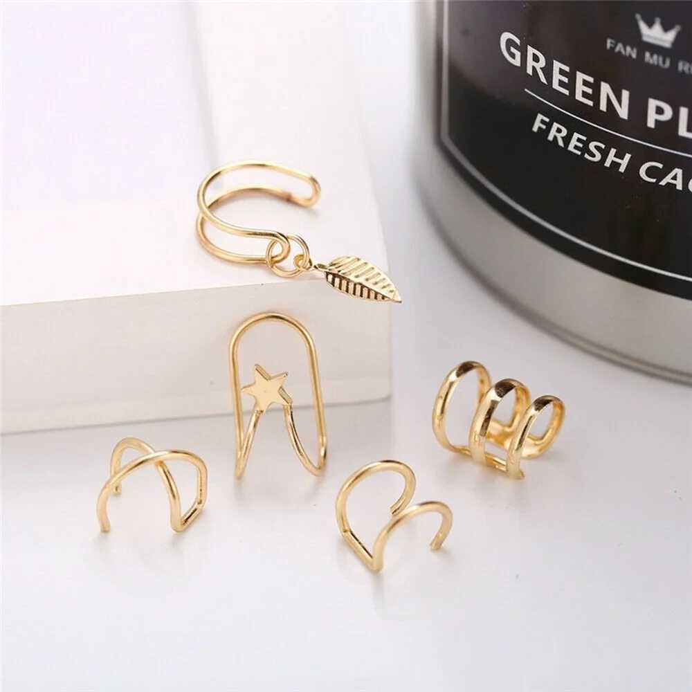 5/12PC Gold Color Ear Cuffs No Piercing Ear Clip Earrings Women Girls Bohemian Fashion Fake Cartilage Earring Jewelry GiftX240913
