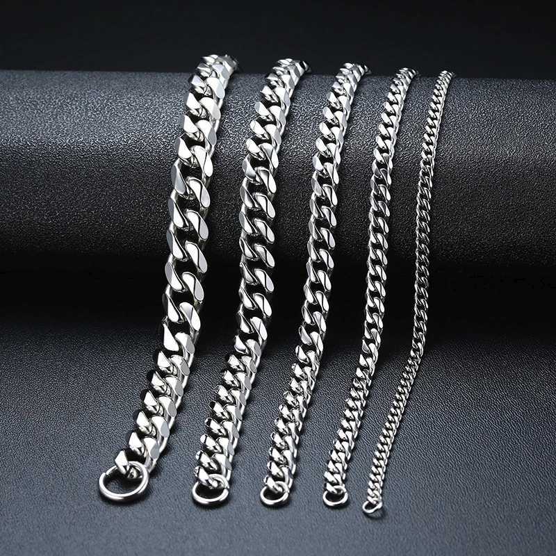 Mens Cuban Chain Bracelets3 To 11mm Stainless Steel Gold Silver Black Color Chain Link BraceletTrendy Jewelry Gift for Him BoyX240913