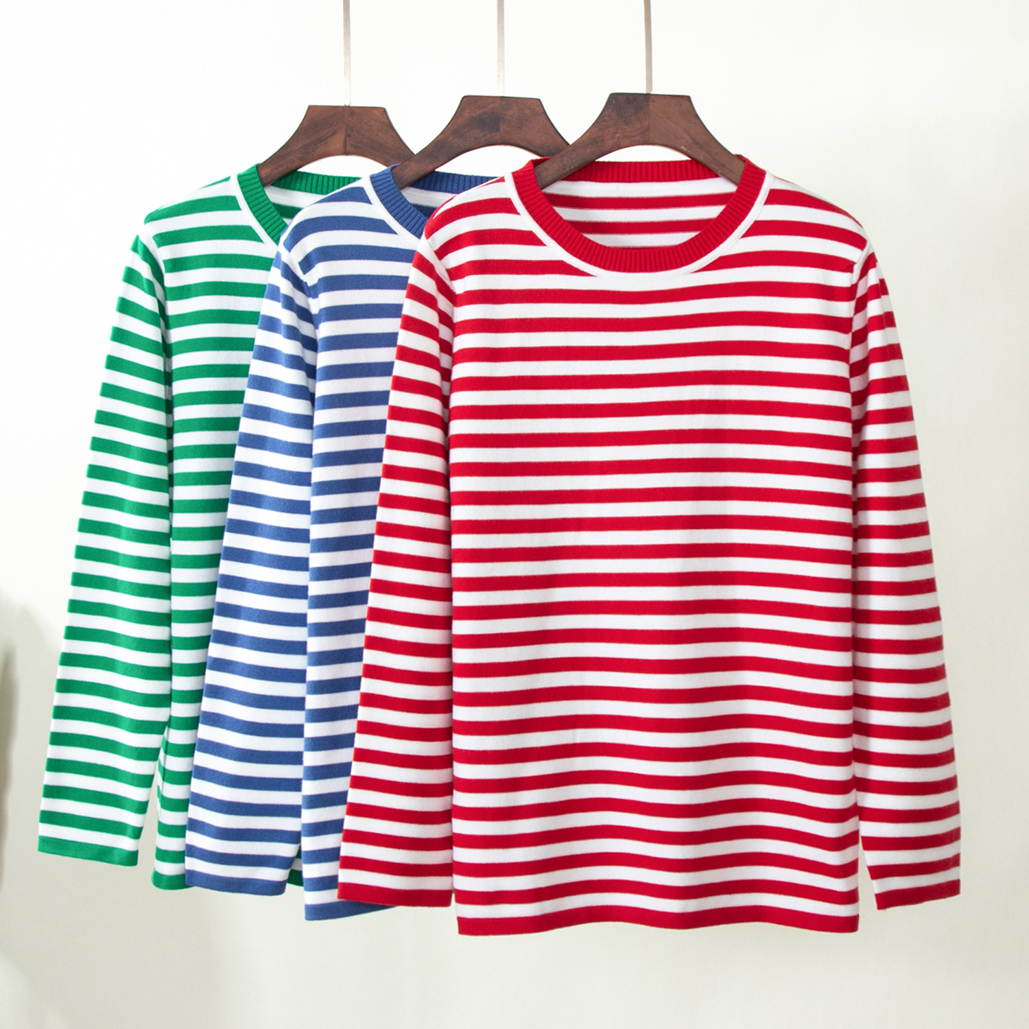 Women's Autumn Winter Long Sleeve Striped Pullover Green Sweaters 2024 O Neck Loose Casual Knit Tops 2024 Fall Outfits Trendy Clothes