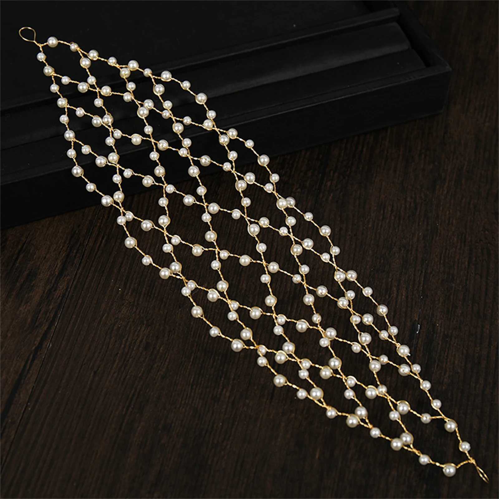 Simulated Pearls Headband Hair Chain for Bridal Wedding Headdress Tiara Jewelry Women Hair Accessories Wedding Noiva HairbandsX240913