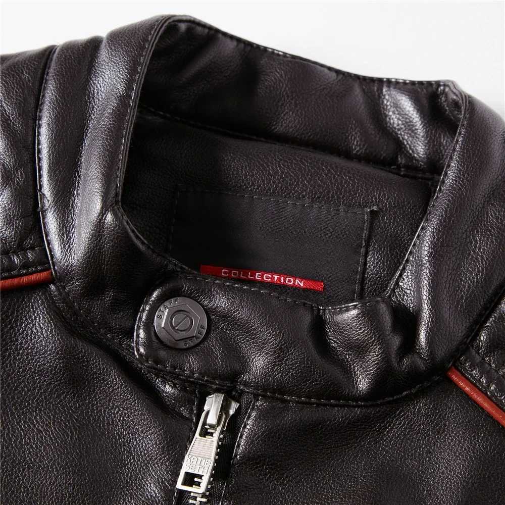 Men Jacket Coffee Leather Jacket Men Motorcycle Jacket Fashion Streetwear Biker Coat Slim Fit Autumn Winter Coat Men Fur LinedX240913