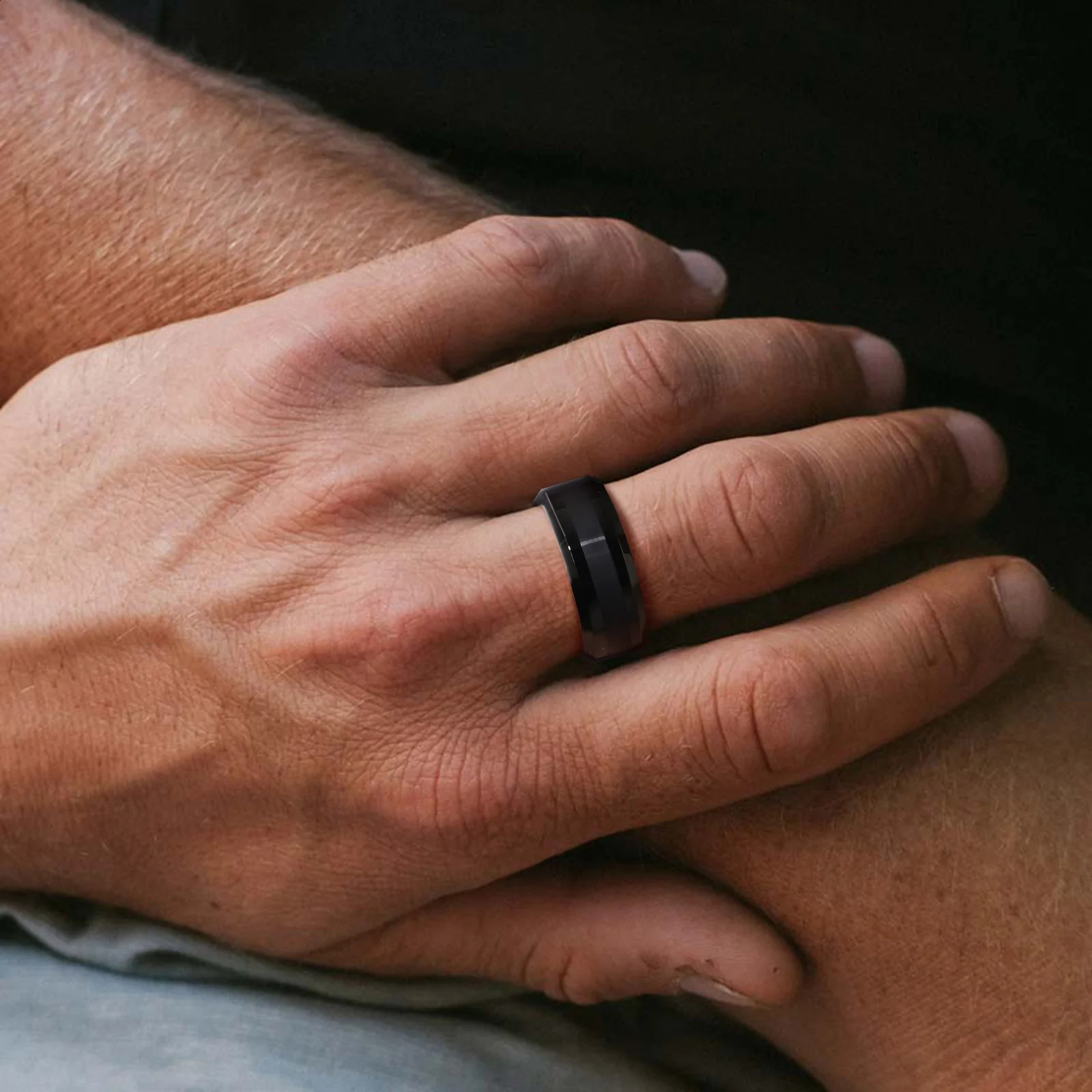 Vnox 8mm mens tungsten wedding ring scratch resistant metal ring black silver solid color mens wedding ring 240912