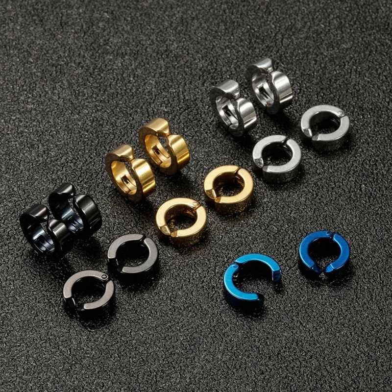 1 pair Fashion Ear Clip Non Piercing Earrings Fake Earrings for Men Circle Round Earring Punk Rock Style Jewelry GiftX240913