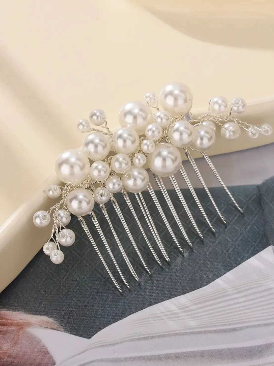 Elegant pearl wedding hair comb bridal side comb piece wedding hair ornament for women and girlsX240913