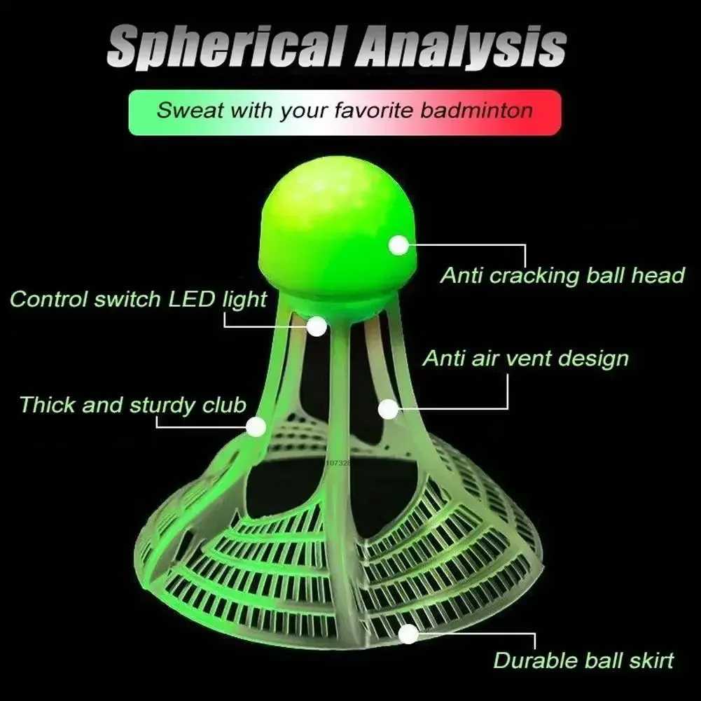 1pc Dark Night LED Badminton Foam Head Luminous Lighting Badminton Glowing Lighting Ball Luminous Shuttlecock Outdoor Game Y240912