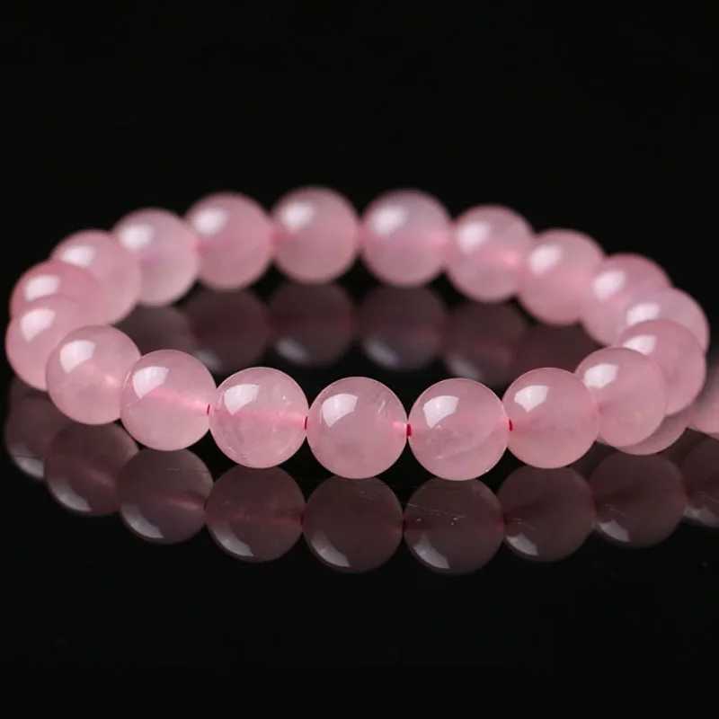 Pink Rose Quartz Crystal Bracelet Natural Stone Chain Bracelet Elastic Rope Pulseras Exquisite Jewelry Gift for Lover 7.5 W240913
