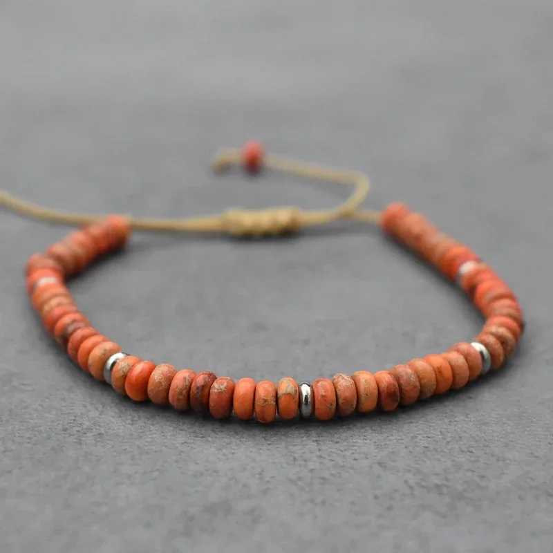 Natural stone bead woven bracelet small Labrador agate bracelet mens handmade yoga bracelet adjustable jewelry W240913