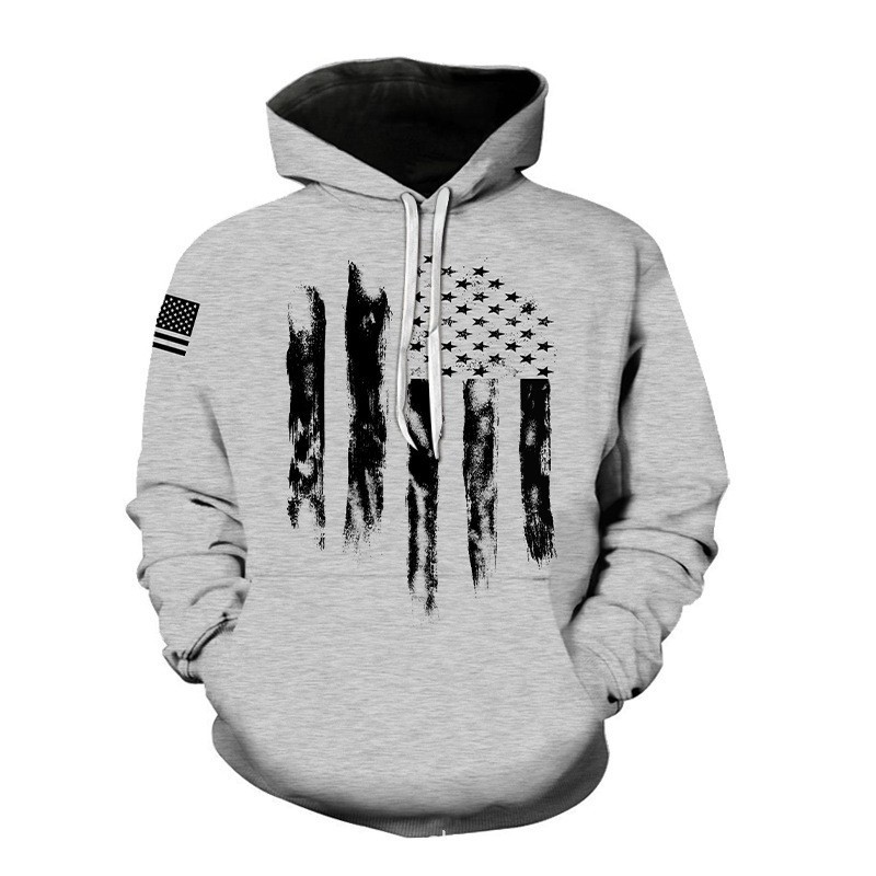 Men's Hoodies Men's Relaxed Fit Hoodie with 3D Digital Print of the American Flag Hooded Sweatshirt