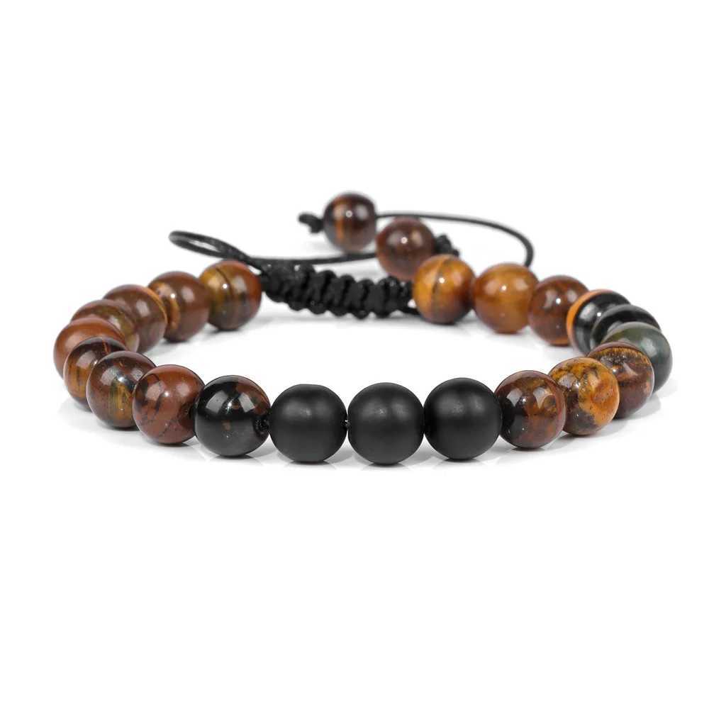 Fashionable mens bracelet stone tiger eye woven bracelet essential oil fragrance beads W240913