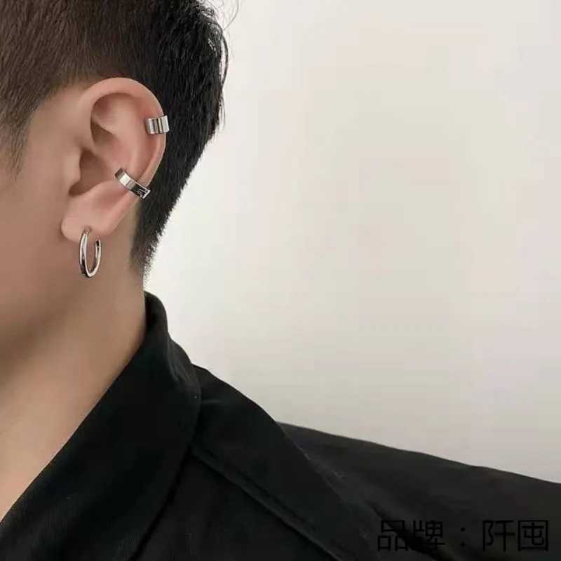 Punk Hip Hop Round Clip Earrings for Women Men Creative Simple C Ear Cuff Non-Piercing Clip Set Trend Jewelry GiftX240913