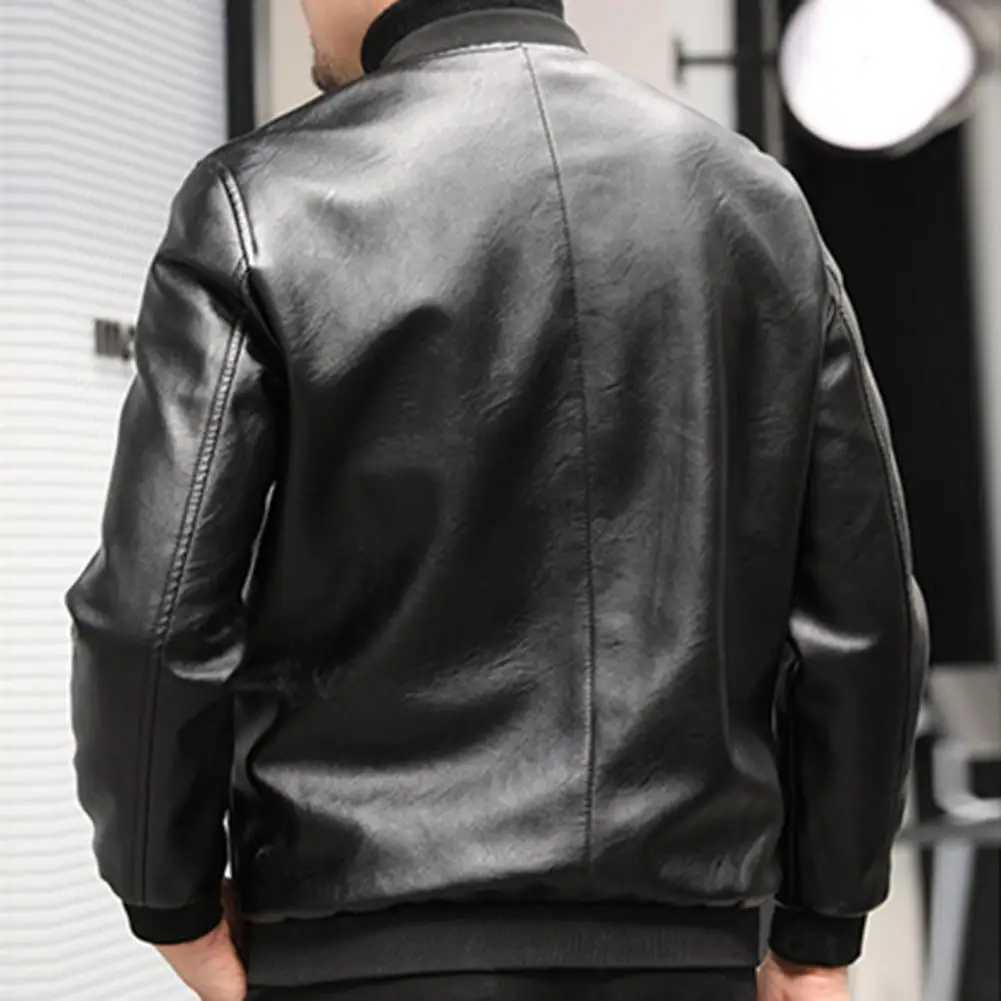2023 Autumn Leather Jacket Men Stand Collar Slim Pu Leather Jacket Fashion Motorcycle Coat Mens Moto Biker Leather CoatX240913