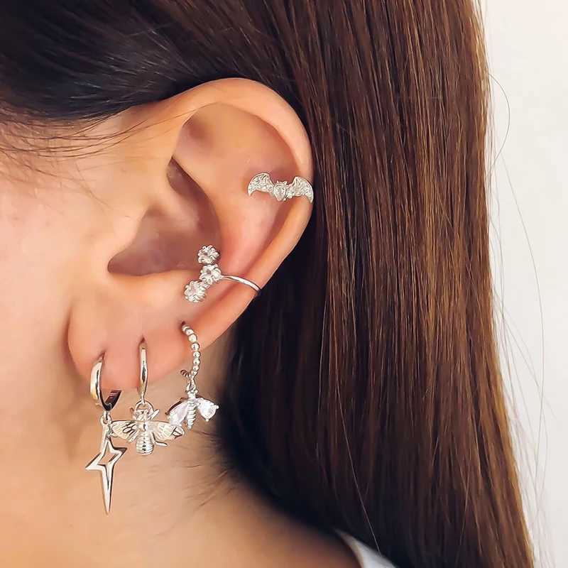 1PC 24k Gold Plated Stars flowers Clip Earring for Women Simple Crystal Ear Cuff Earrings Couples Appointment jewelry GiftX240913
