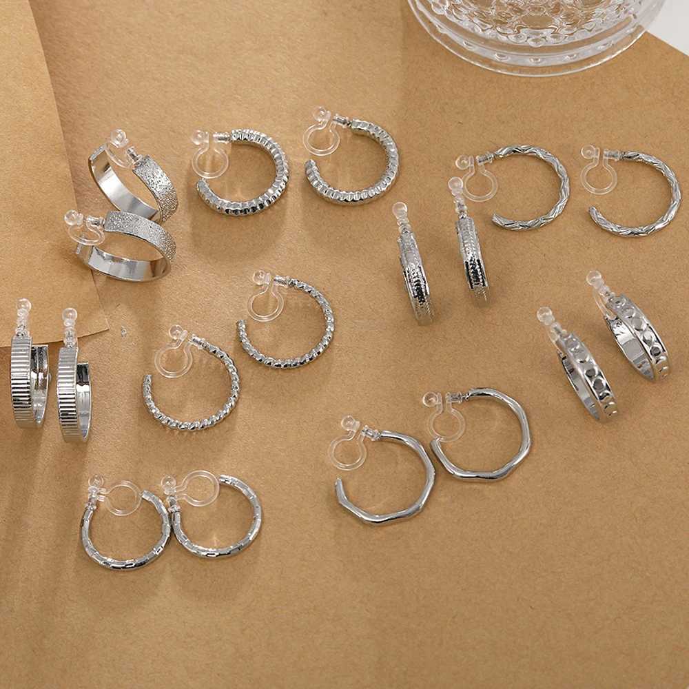 Minimalist Circle Golden Clip On Hoop Earrings for Women and Girls Without Piercing Invisible Fake Earrings Ear Cuffs JewelryX240913