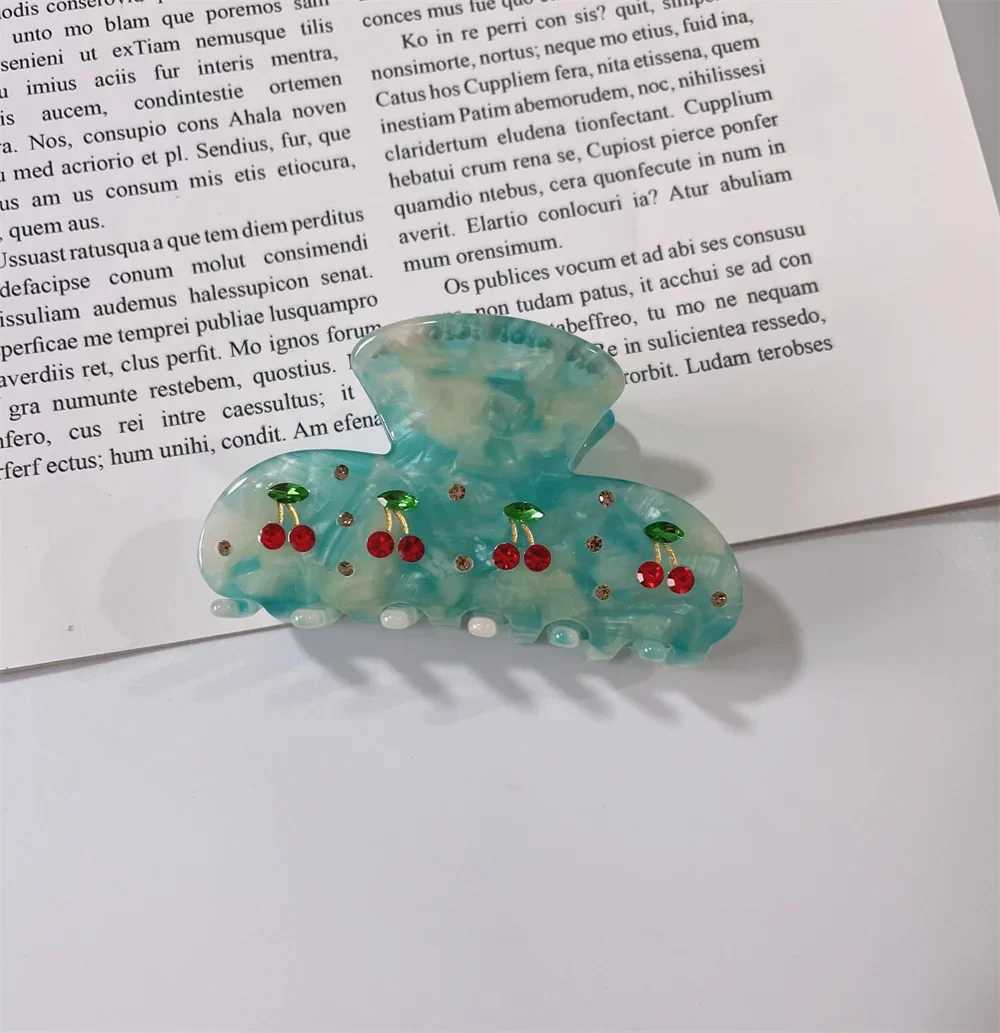 NC New 8cm Fruit Cherry Crystal Hair Claw for Women Korean Elegant Acetate Claw Clip Popular Hair Catches Hair AccessoriesX240912