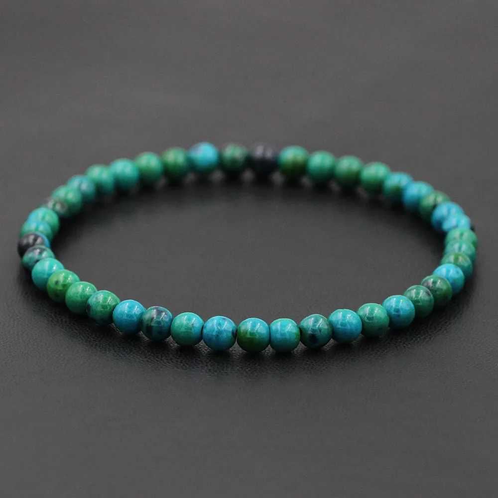 4mm Natural Stone Azure Bead Elastic Bracelet Tiger Eye Round Bead Bracelet Mens Jewelry Bracelet W240913