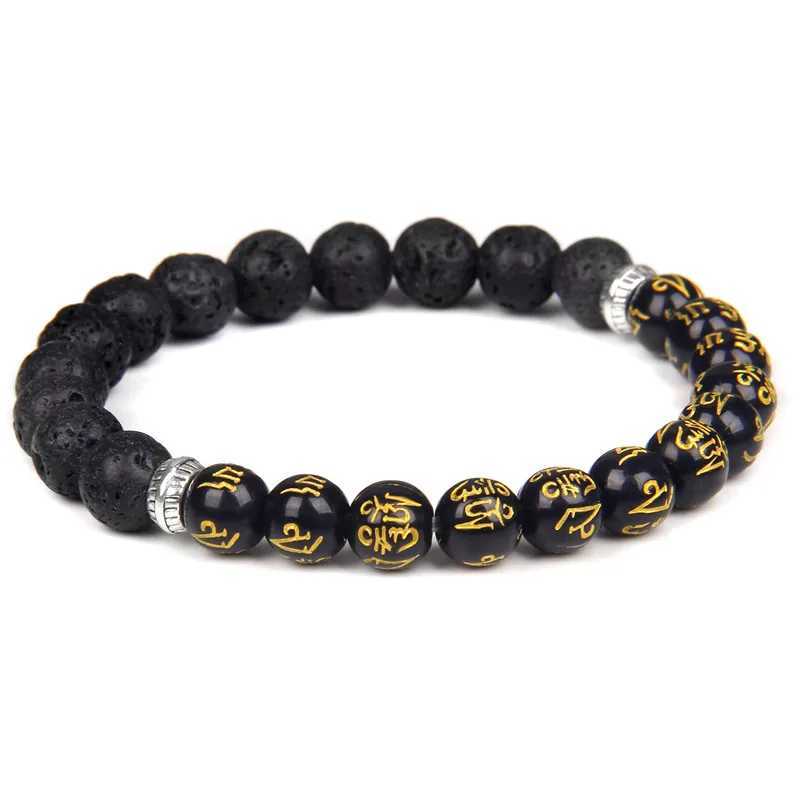 Buddhist Natural Lava Stone Bead Bracelet for Men 8mm Peacock Stone Bead Yoga Treatment Bracelet Prayer Lucky Jewelry Gift W240913