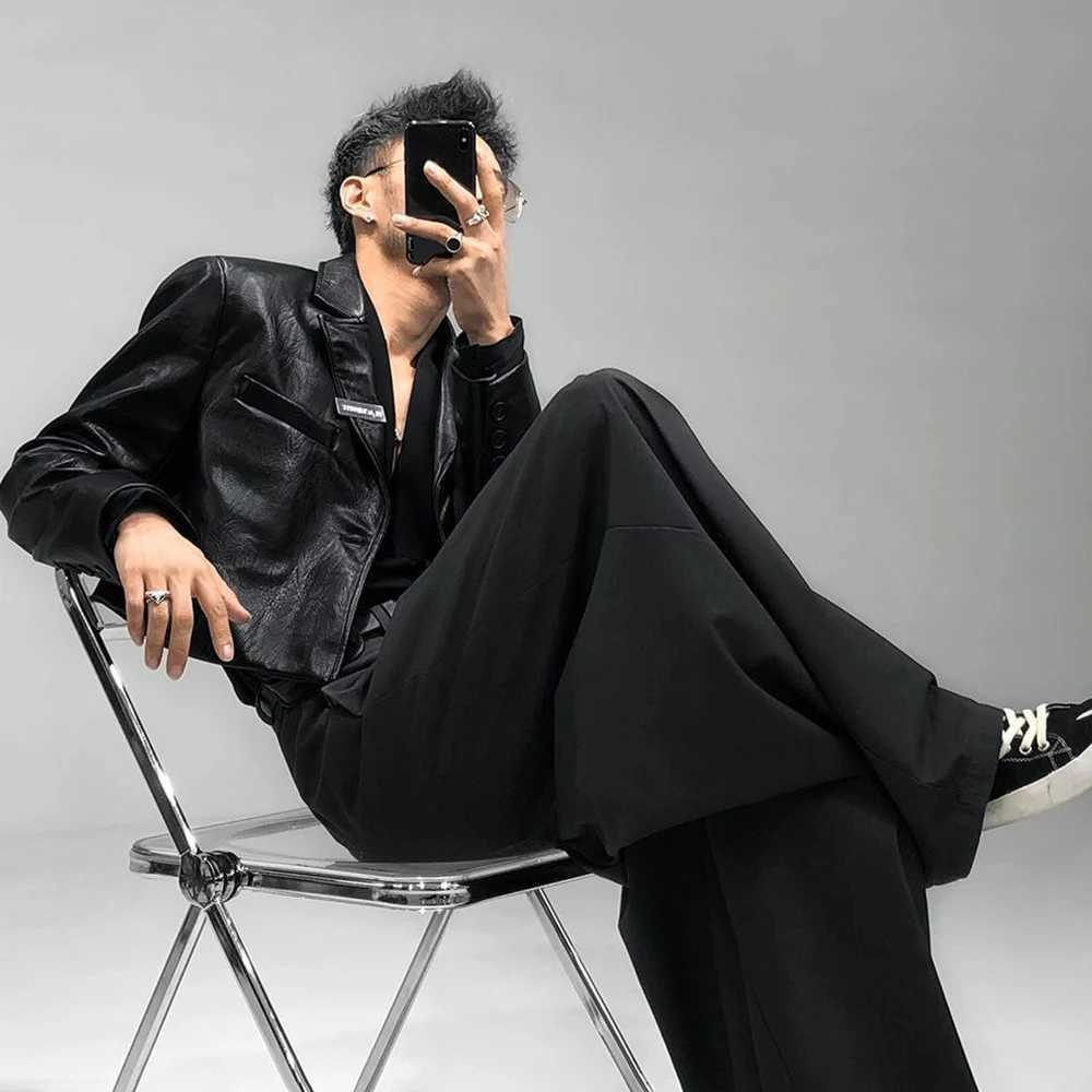 Mens Autumn And Winter Elegant British Casual Street Leather Clothing Unisex Short Leather Jacket MenS Long-Sleeved SuitX240913