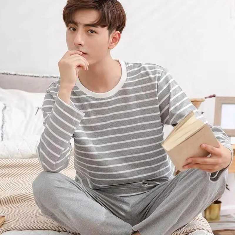 2024 New 2 Piece Mens Pajama Sets Home Rest Soft Long Sleeve Homewear Sets Party Pajamas Mens Casual Homewear Y240913