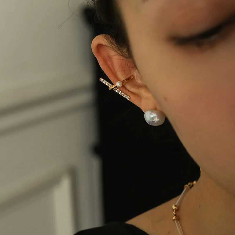 Sam panda 925 Sterling Silver One Word Geometric Retro Ear Clip Female No Pierced Personality Flash Drill Ear Bone Clip SimpleX240913