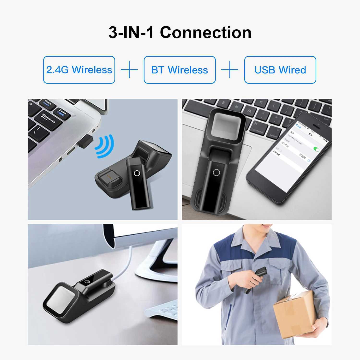 Other Electronics Aibecy 3-in-1 barcode scanner handheld 1D/2D/QR barcode reader supports BT 2.4G wireless USB wired connection J240913