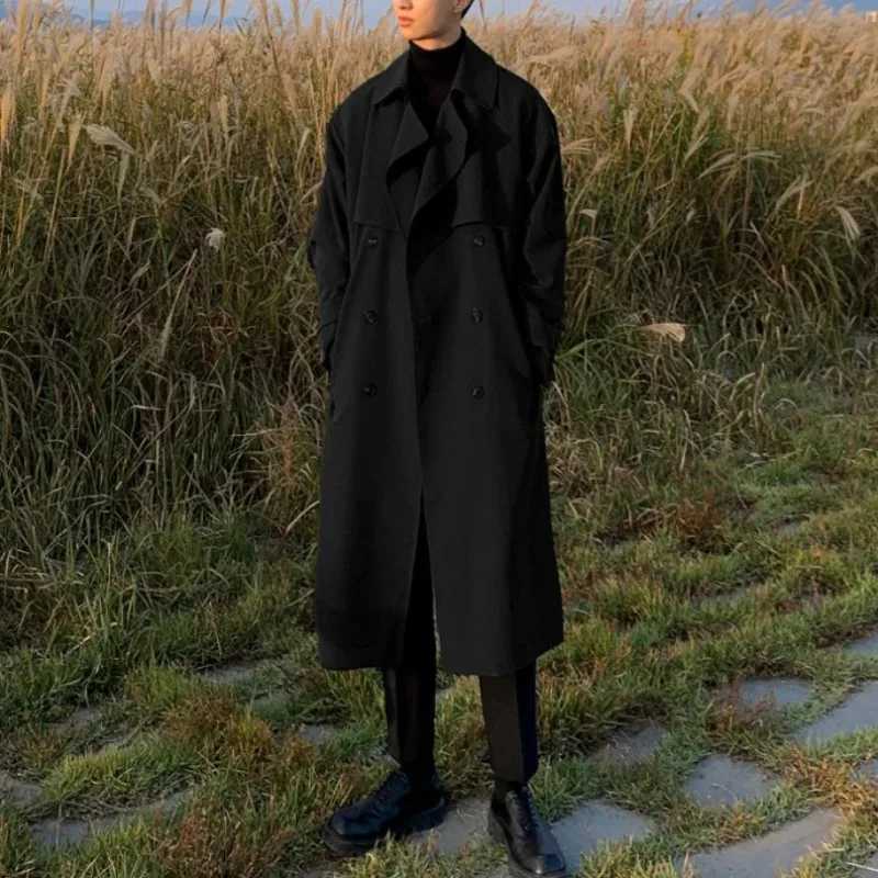 Mens New Spring Trench Coats Korean Mens Overcoat for Male Long Windbreaker Streetwear Fashion Men Coat Outer Wear Clothing Y240913