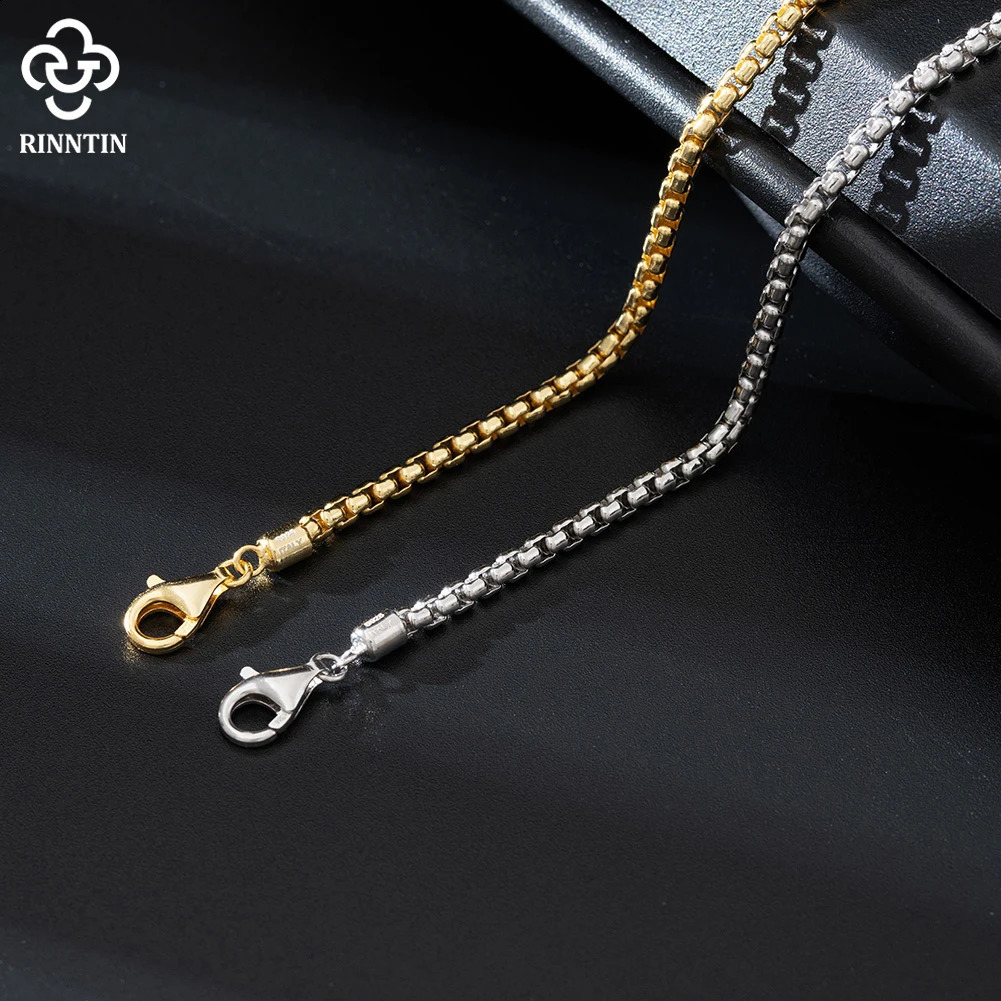 Rintin genuine Italian 3mm round box mens chain bracelet 925 sterling silver original fashionable bracelet jewelry NMB01 240909