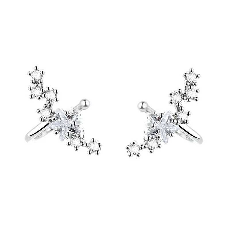 Elviragirl 1Pcs Stars Five-Pointed Star Zircon Earring Flowers Inlaid No Ear Hole Ear Clip on Earring for Girl Women GiftsX240913