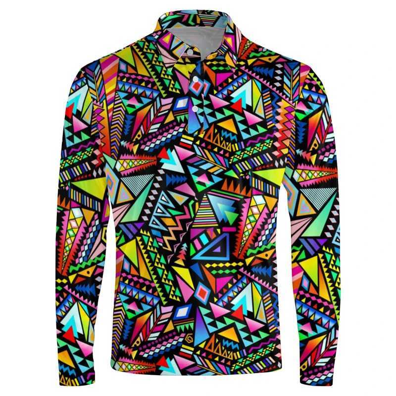 Latest interesting 3D pattern graphic printing rotating long sleeved polo shirt mens clothing high-quality mens casual shirt top T-shirt W240913