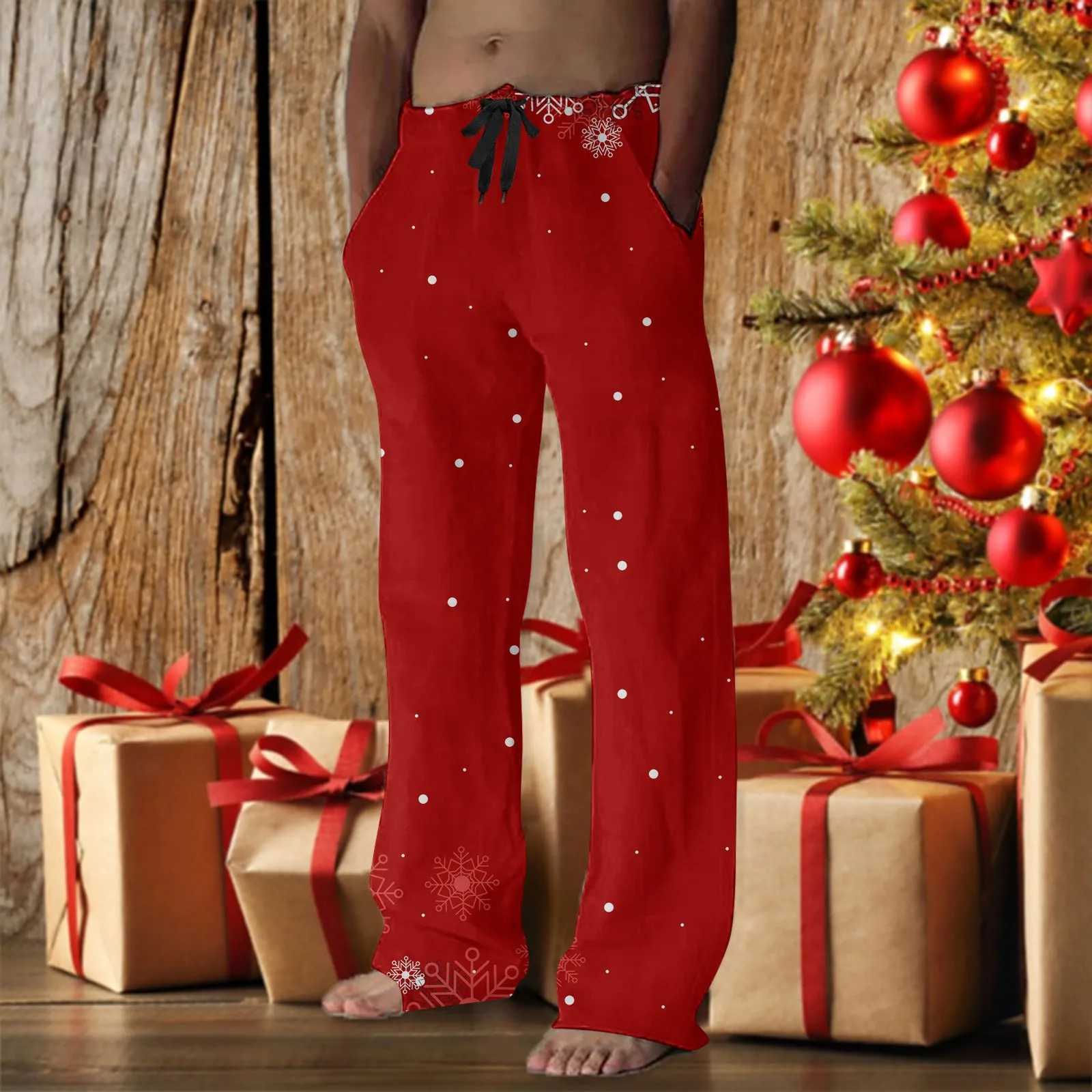 MenS Christmas Tree Printed Pajamas Home Pants With Drawstring 21x Pajama Pants Men Big And Tall Men Pajama Set Big Slipper Y240913