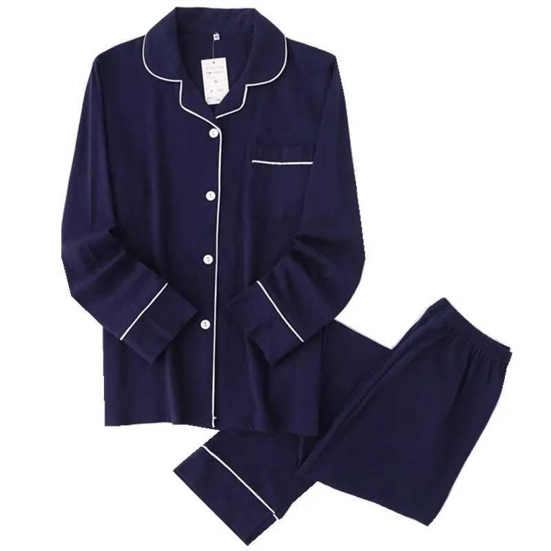 Casual couple Solid 100% cotton pajamas sets men autumn pijamas long-sleeve sleepwear men pijamas Japanese pyjamas for male Y240913
