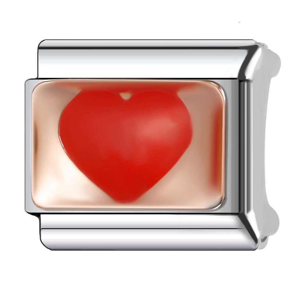 New Women's Gift Sweet heart love heart Bead Italian Charms Links Bangle Beads Fit 9mm Stainless Steel Bracelet Making DIY For Women Fashion Jewe