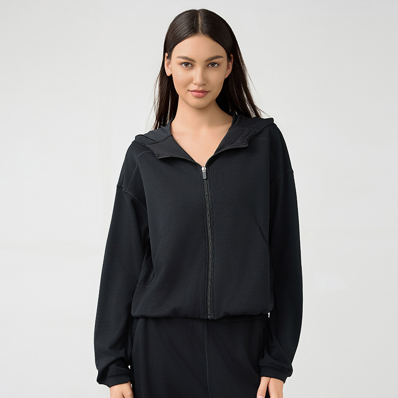 2025--Yoga Outfits Softstreme Hoodie Full Zip Women Autumn Winter Sports Sweater Loose Gym Jacket Fitness Short Plush Coat Sweatshirt