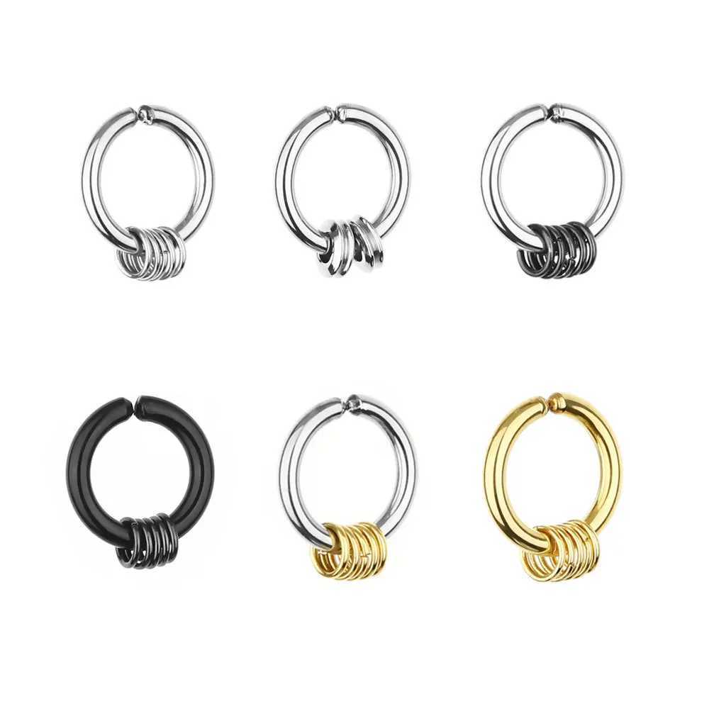 1Pair Mens Stainless Steel Non-Piercing FakeEarring Clip On Earrings Ear Cuff Unisex Black Cool Ear Ring Punk Simple JewelryX240913