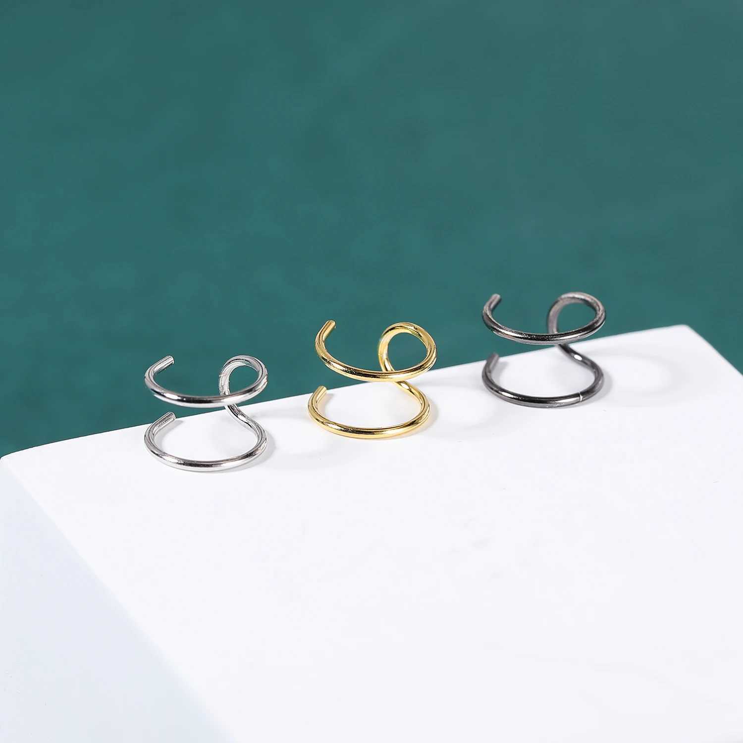 AOEDEJ 925 Sliver Clip Earring Gold Black Color Ear Cuff Jewelry for Women Non Piercings Earrings Helix Ear Cuff Fake ClickerX240913