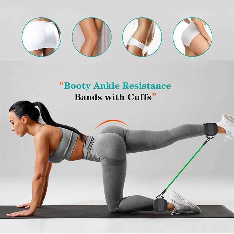 Ankle Straps TPE Resistance Rope Set Ankle Support Cuffs For Gym Cable Machines Fitness Yoga Pilates Crossfit Women Weight Sport Y240913