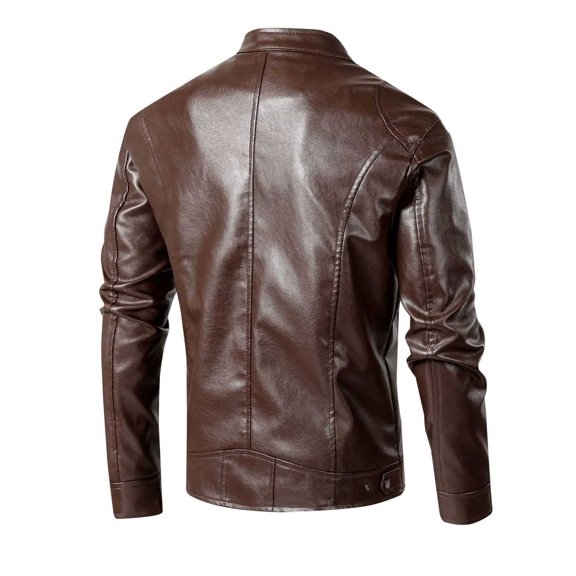 2024 new fashionable plus size mens zipper leather jacket punk business leather jacket slim fit motorcycle leather jacketX240913