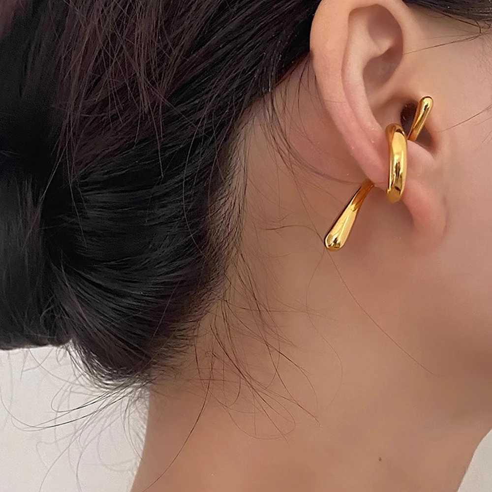 Ear Cuffs Gold Color Women Clip on Earrings Hoop Boho 2024 Trend New Fashion Simple Vintage Luxury Designer Y2k Accessories GothX240913