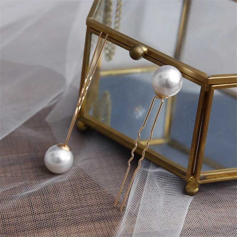 Women U-shaped Pin Metal Barrette Clip Hairpins Simulated Pearl Bridal Tiara Hair Accessories Wedding Hairstyle Design ToolsX240913