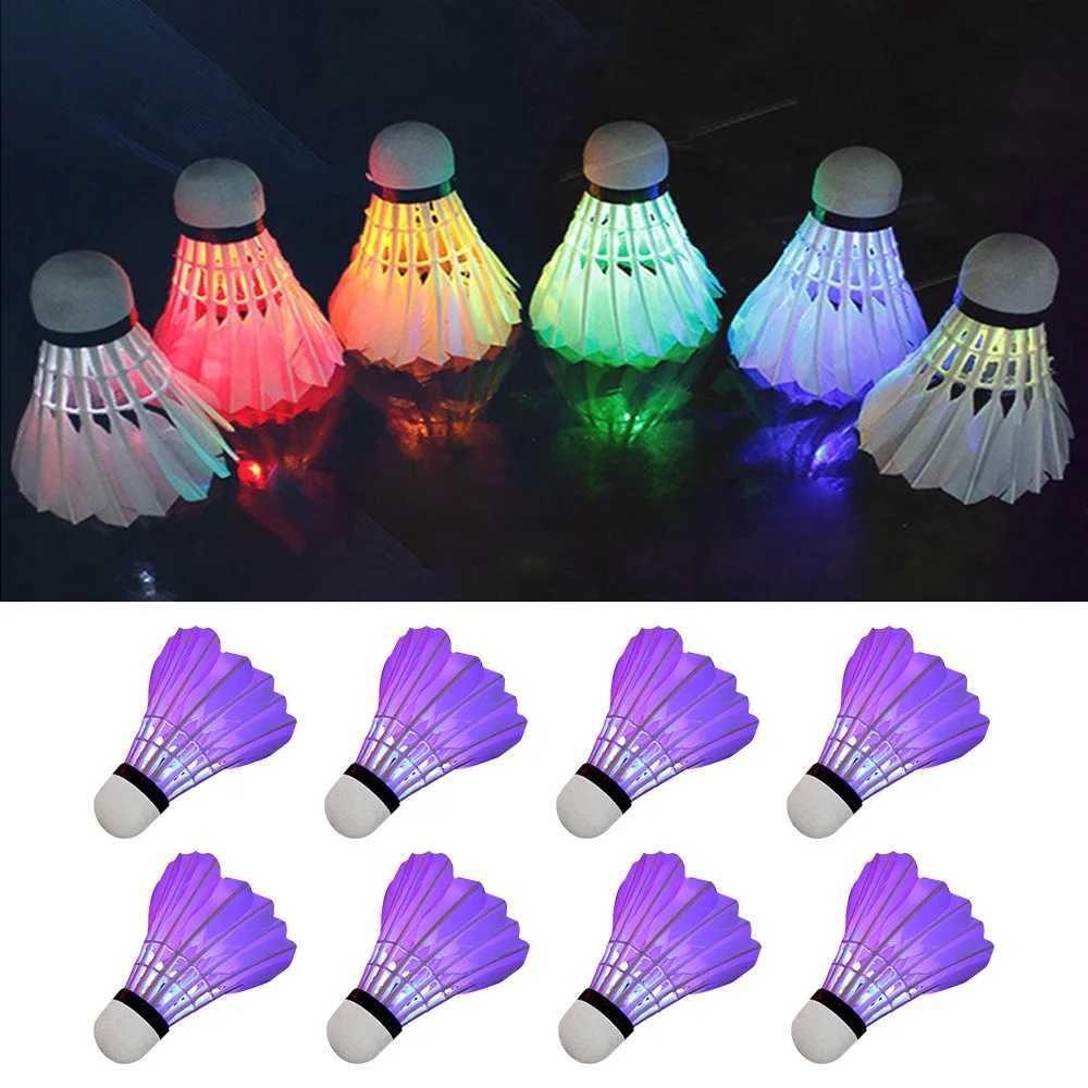 4/8Pcs Lighting Badminton Head LED Luminous Colorful Goose Feather Shuttlecock Outdoor Sports Entertainment Night Training Ball Y240912